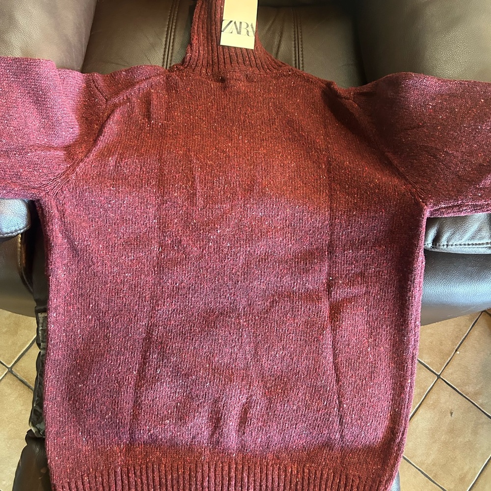 Zara Burgundy Speckled Turtleneck Sweater